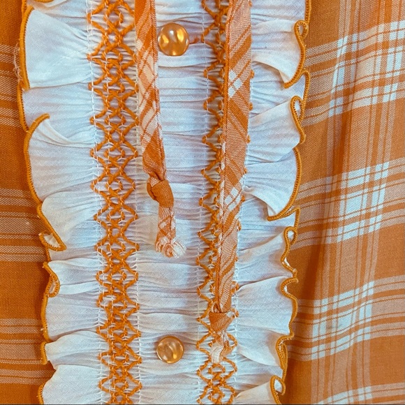VTG 60s orange and white checked shift dress-M - Picture 9 of 10